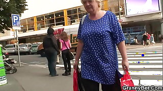 Huge knockers blonde granny pleases young stranger