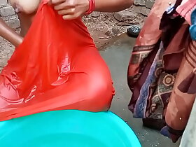Hot Rati open lavatory bathing Hindi voice