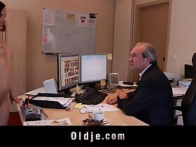 Horny young secretary fucks her old boss