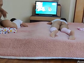 My 2 unproficient stepdaughters Watching Pepa Drink in Cartoons Part 2