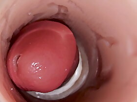Camera inside abyss pussy captures huge holler keep out of sperm